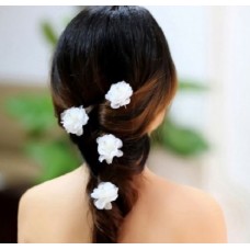 4 Pcs Flower Rhinestones Beads Hair Pins Bridal Bridemaid Flower Girls Accessory Prom Party Wedding