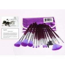 Professional 16 PCS Makeup Brush Brushes Kit with Purple Leather Case Pouch Bag