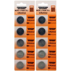 10 Pack Lithium Coin Battery - 3 Volt - For Keyless Entry and Remote Controls - CR2032 Size - Premium Quality Brand