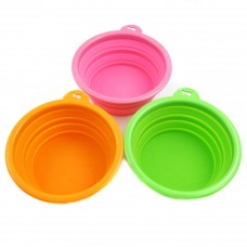 Set of 3 Healthy Diet Ros Silicone Pet Expandable/collapsible Travel Bowl - Colors: Orange, Green and Hot Pink, Size: 1.5 Cups